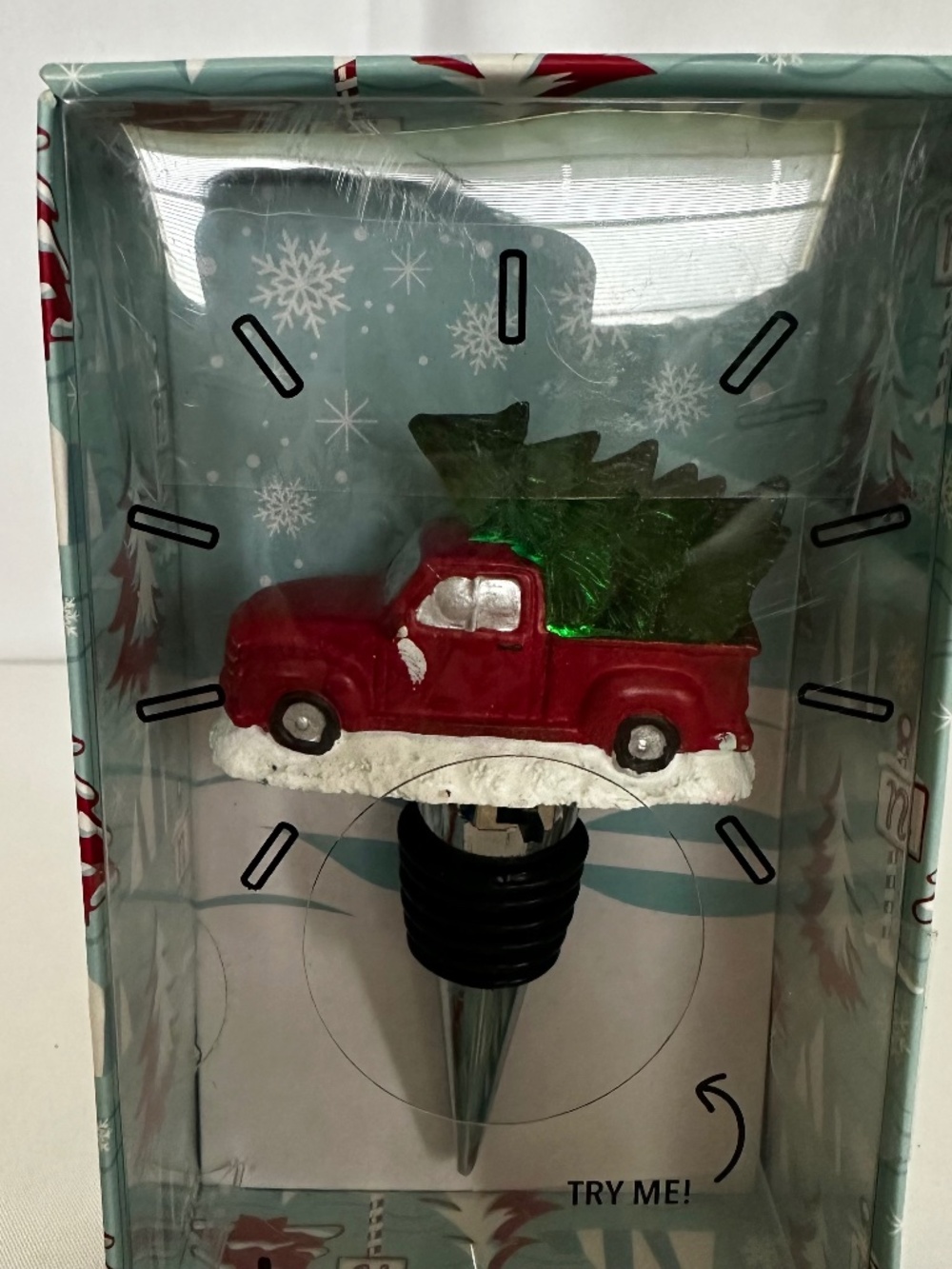 LED Christmas Wine Stopper featuring Red Truck with Christmas Tree. NWT.